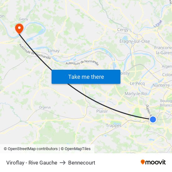 Viroflay - Rive Gauche to Bennecourt map