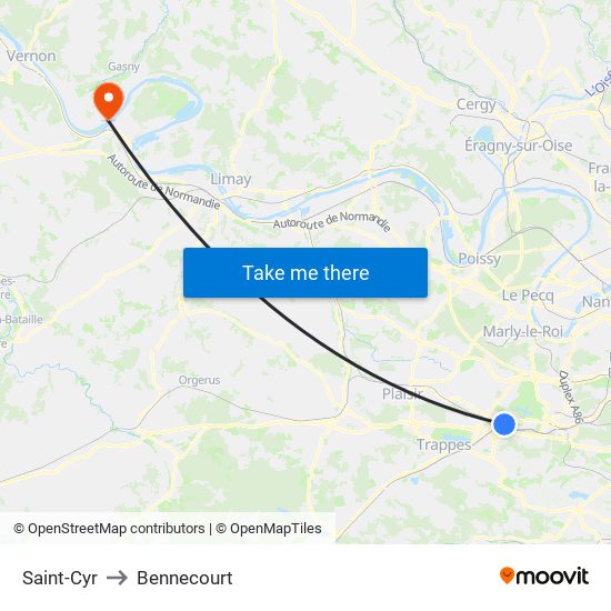 Saint-Cyr to Bennecourt map