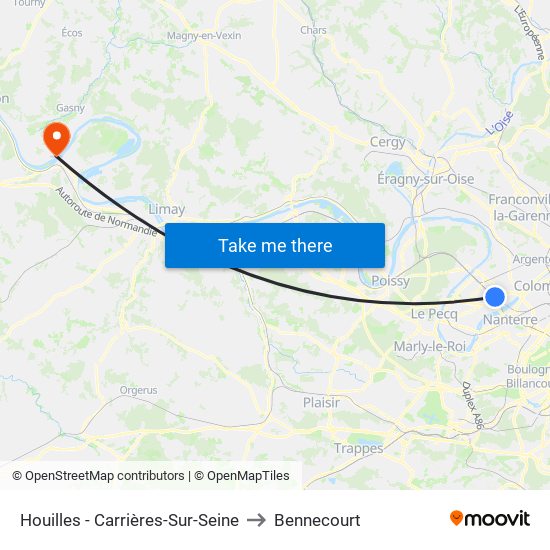 Houilles - Carrières-Sur-Seine to Bennecourt map