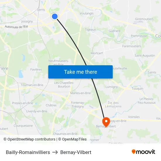 Bailly-Romainvilliers to Bernay-Vilbert map
