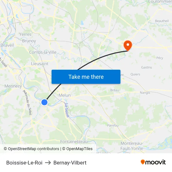 Boissise-Le-Roi to Bernay-Vilbert map
