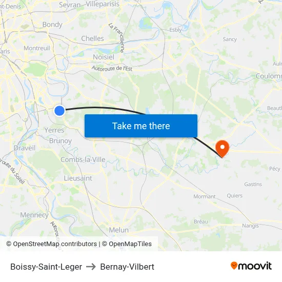 Boissy-Saint-Leger to Bernay-Vilbert map