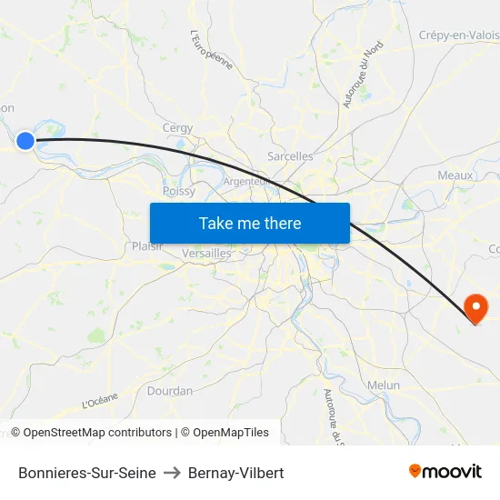 Bonnieres-Sur-Seine to Bernay-Vilbert map