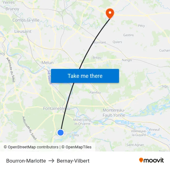 Bourron-Marlotte to Bernay-Vilbert map