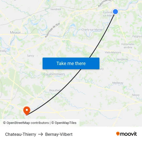 Chateau-Thierry to Bernay-Vilbert map