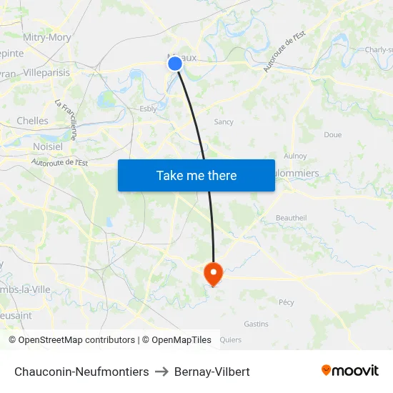 Chauconin-Neufmontiers to Bernay-Vilbert map