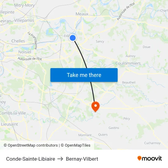 Conde-Sainte-Libiaire to Bernay-Vilbert map
