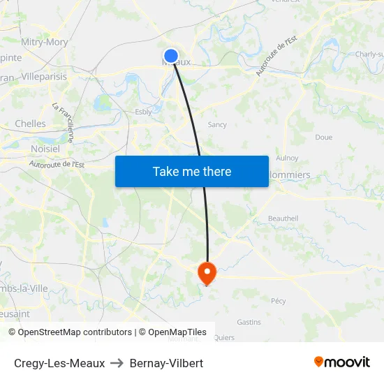 Cregy-Les-Meaux to Bernay-Vilbert map