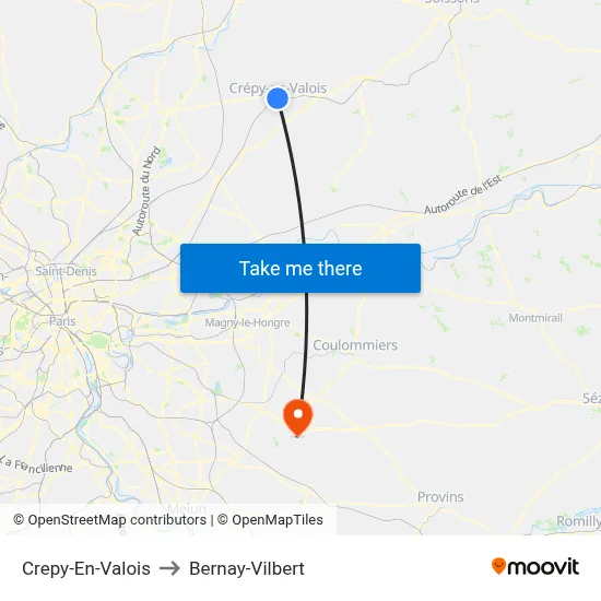 Crepy-En-Valois to Bernay-Vilbert map