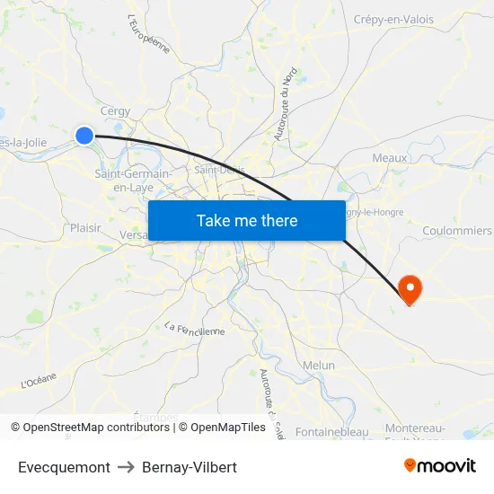 Evecquemont to Bernay-Vilbert map