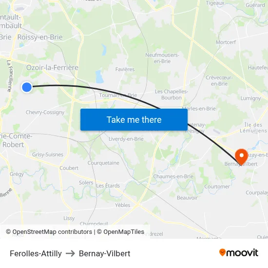 Ferolles-Attilly to Bernay-Vilbert map