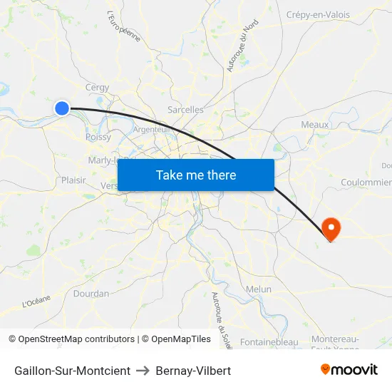 Gaillon-Sur-Montcient to Bernay-Vilbert map