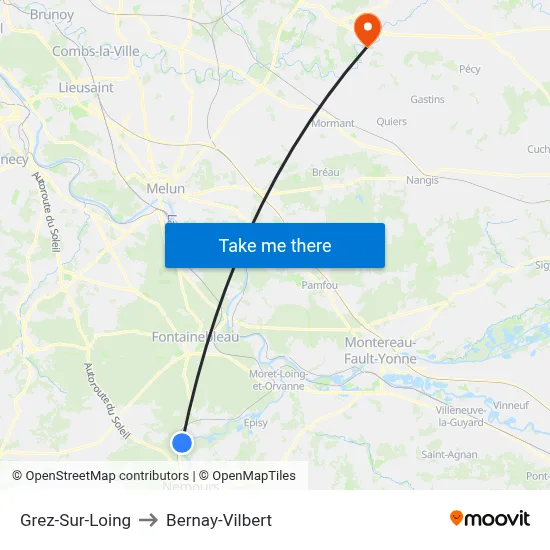 Grez-Sur-Loing to Bernay-Vilbert map