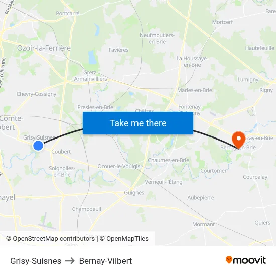 Grisy-Suisnes to Bernay-Vilbert map