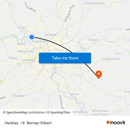 Herblay to Bernay-Vilbert map