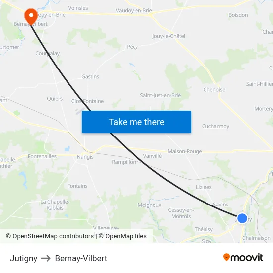 Jutigny to Bernay-Vilbert map