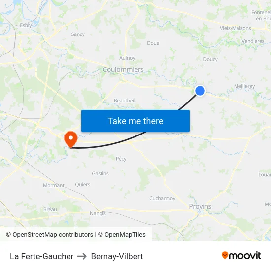 La Ferte-Gaucher to Bernay-Vilbert map