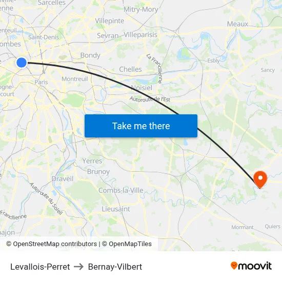 Levallois-Perret to Bernay-Vilbert map