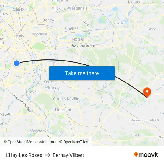 L'Hay-Les-Roses to Bernay-Vilbert map