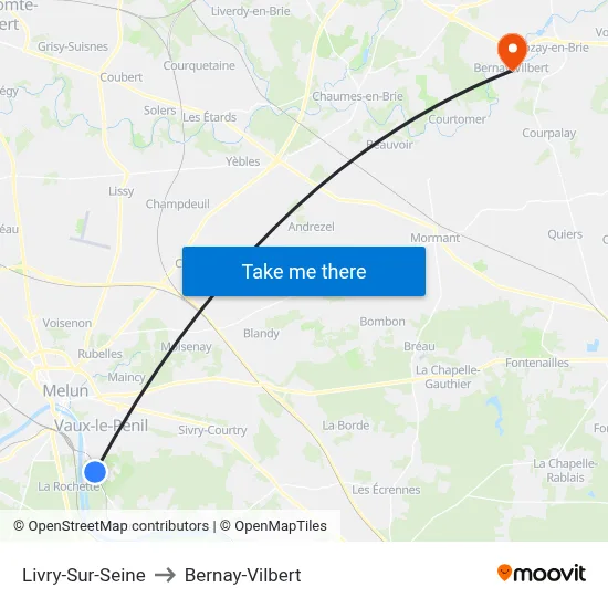Livry-Sur-Seine to Bernay-Vilbert map