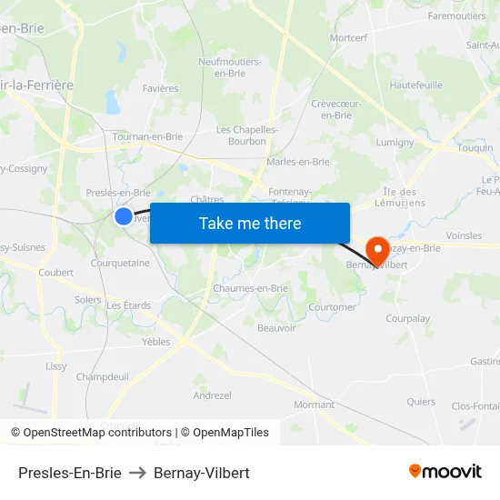 Presles-En-Brie to Bernay-Vilbert map