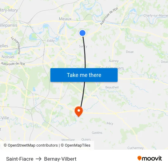 Saint-Fiacre to Bernay-Vilbert map