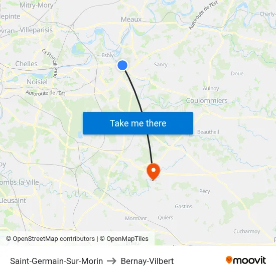 Saint-Germain-Sur-Morin to Bernay-Vilbert map
