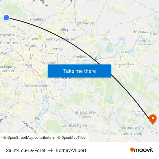 Saint-Leu-La-Foret to Bernay-Vilbert map