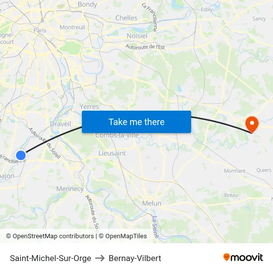 Saint-Michel-Sur-Orge to Bernay-Vilbert map