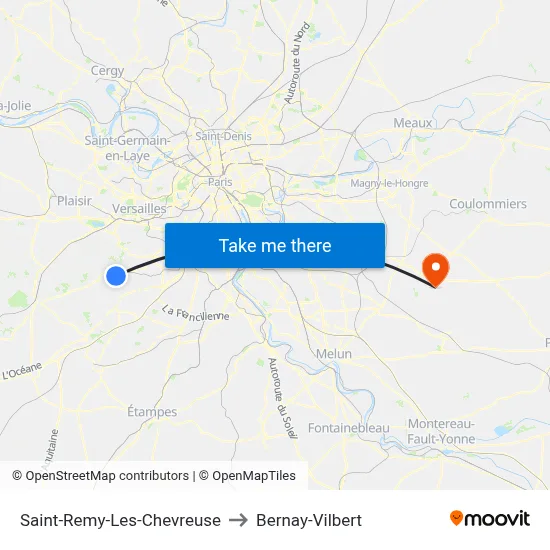 Saint-Remy-Les-Chevreuse to Bernay-Vilbert map