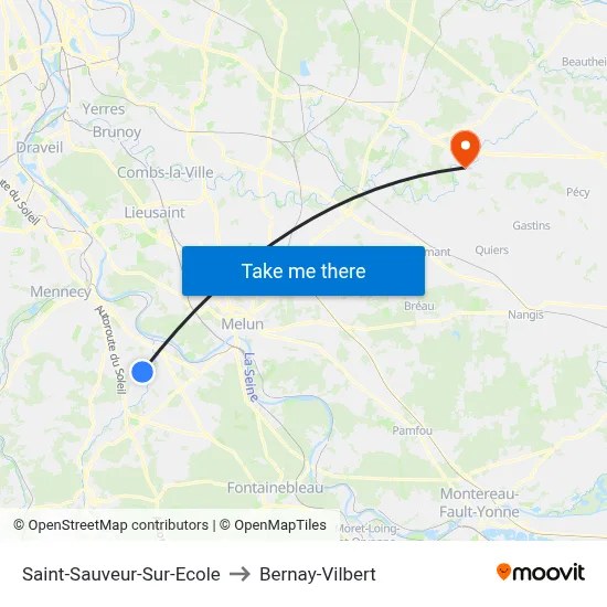 Saint-Sauveur-Sur-Ecole to Bernay-Vilbert map