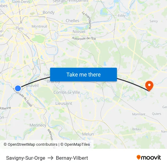 Savigny-Sur-Orge to Bernay-Vilbert map