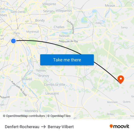 Denfert-Rochereau to Bernay-Vilbert map