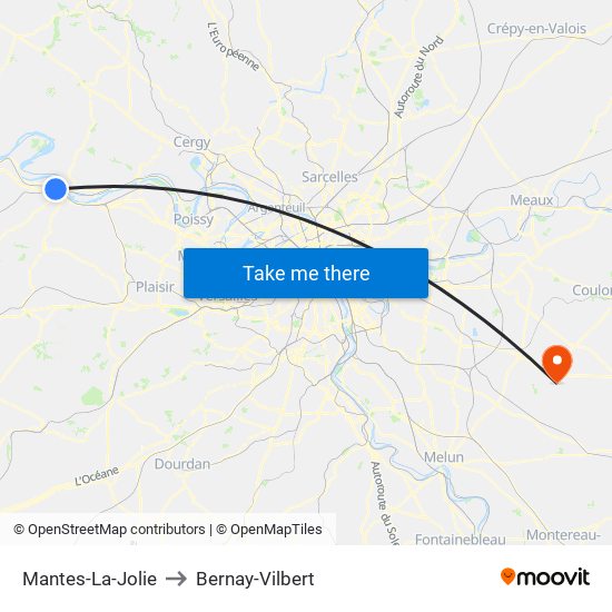 Mantes-La-Jolie to Bernay-Vilbert map