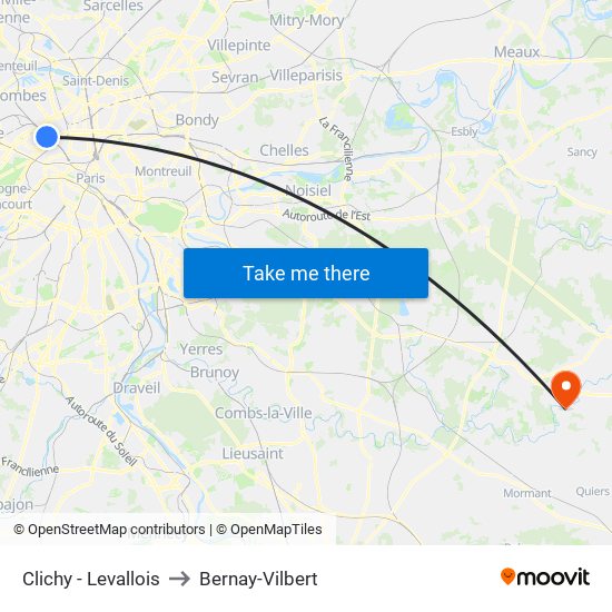 Clichy - Levallois to Bernay-Vilbert map