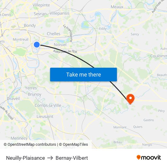 Neuilly-Plaisance to Bernay-Vilbert map