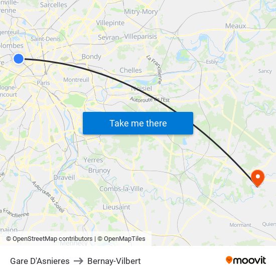 Gare D'Asnieres to Bernay-Vilbert map