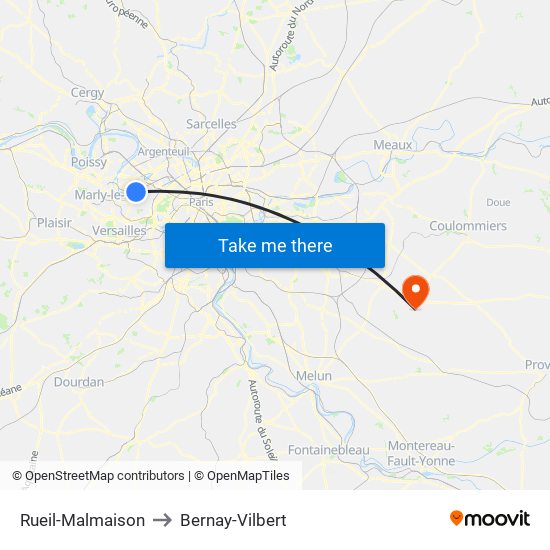 Rueil-Malmaison to Bernay-Vilbert map