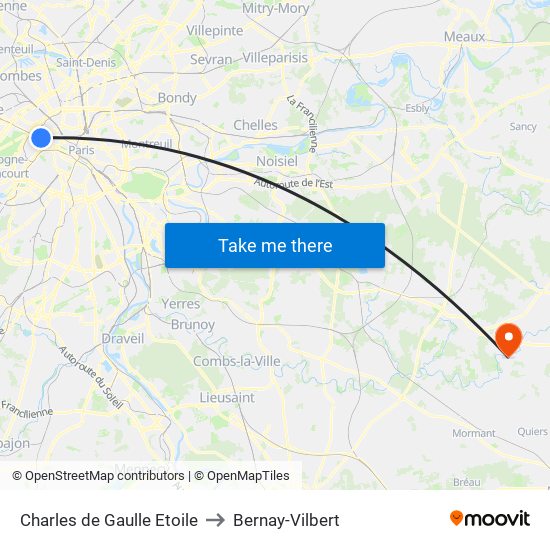 Charles de Gaulle Etoile to Bernay-Vilbert map