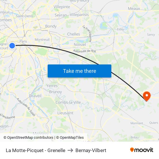 La Motte-Picquet - Grenelle to Bernay-Vilbert map