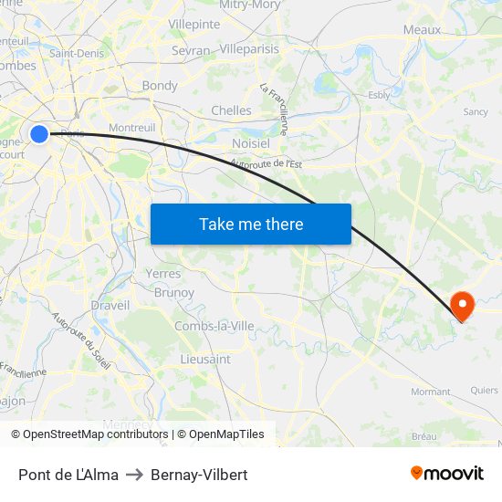 Pont de L'Alma to Bernay-Vilbert map