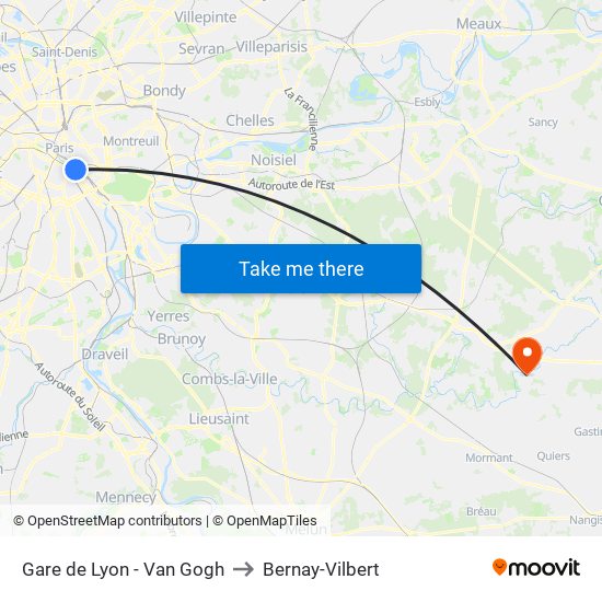 Gare de Lyon - Van Gogh to Bernay-Vilbert map