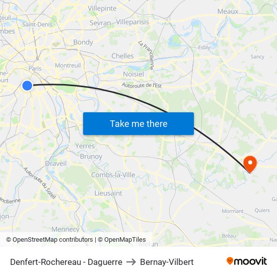 Denfert-Rochereau - Daguerre to Bernay-Vilbert map