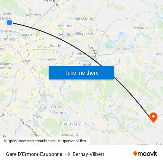 Gare D'Ermont-Eaubonne to Bernay-Vilbert map