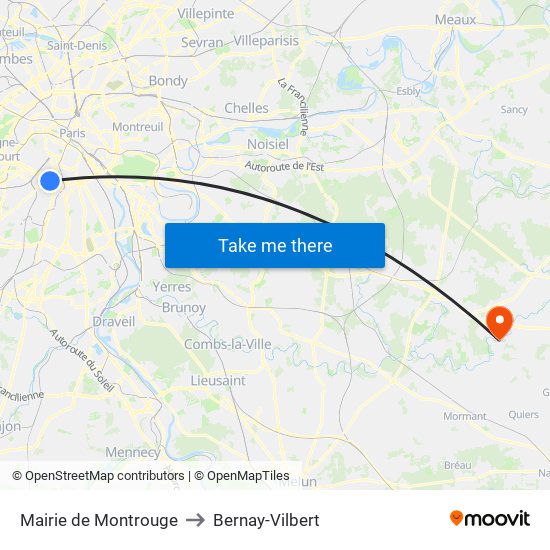 Mairie de Montrouge to Bernay-Vilbert map