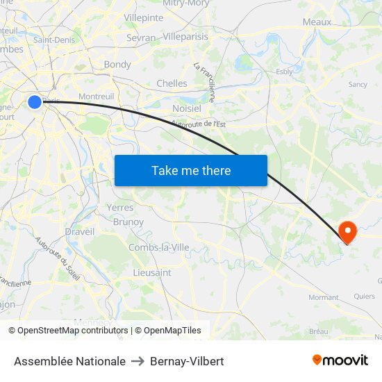 Assemblée Nationale to Bernay-Vilbert map