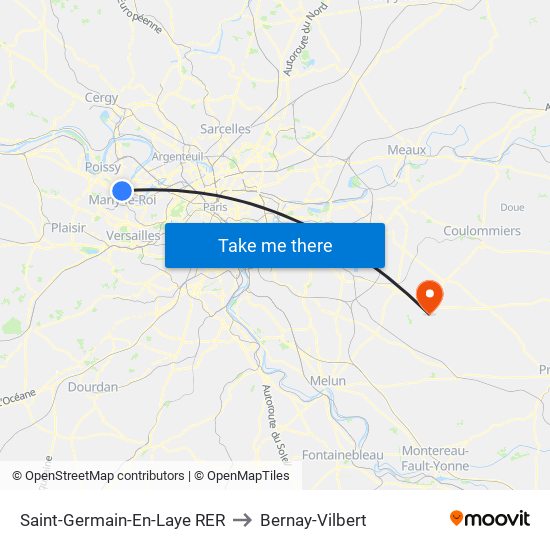 Saint-Germain-En-Laye RER to Bernay-Vilbert map