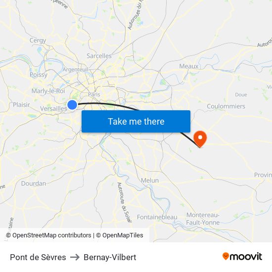 Pont de Sèvres to Bernay-Vilbert map