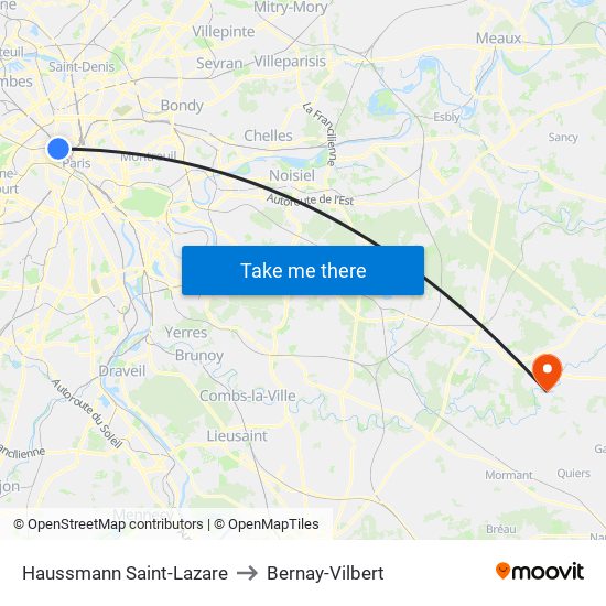 Haussmann Saint-Lazare to Bernay-Vilbert map