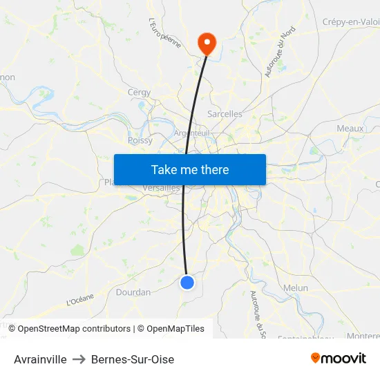 Avrainville to Bernes-Sur-Oise map